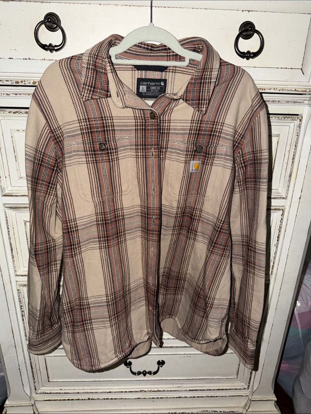 Carhartt Tan & Brown Plaid Work Shirt Jacket